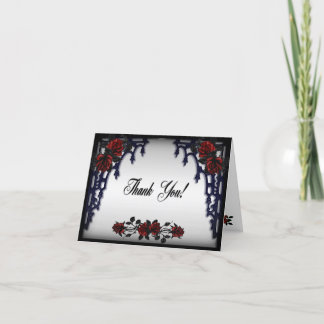 Red Rose Gothic Wedding Iron Gate Thank You Card