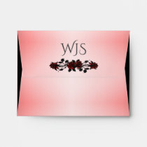 Red Rose Gothic Wedding Monogram Envelope