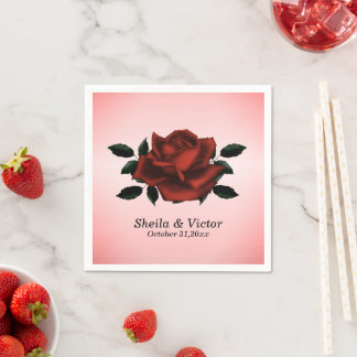 Red Rose Gothic Wedding Napkins