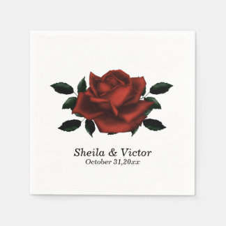 Red Rose Gothic Wedding Napkins