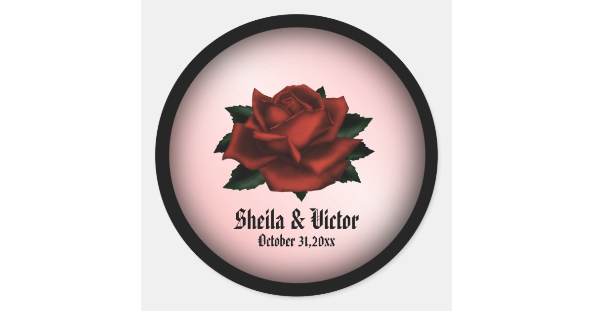 Red Rose Gothic Wedding Personal Classic Round Sticker | Zazzle