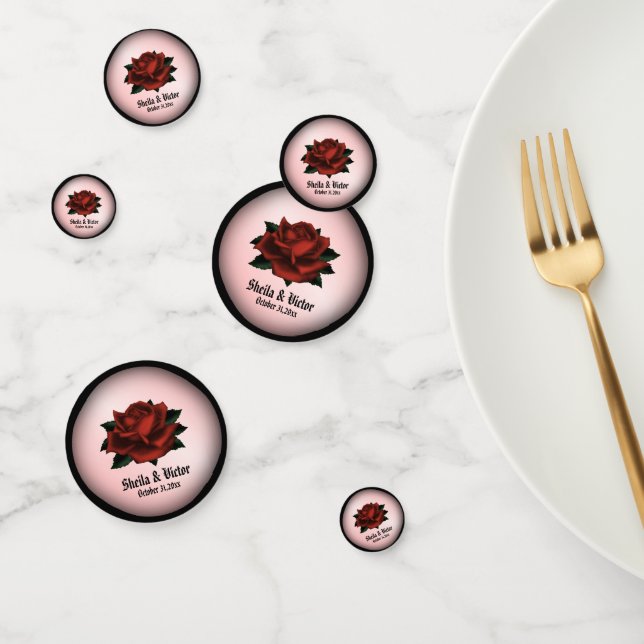 Red Rose Gothic Wedding Personal Confetti (Group)