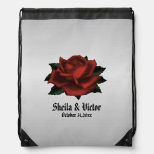Red Rose Gothic Wedding Personal Drawstring Bag