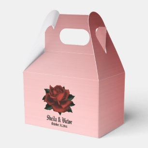 Red Rose Gothic Wedding Personal Favor Boxes
