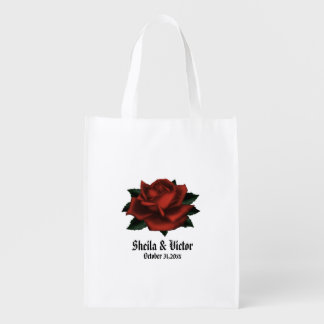 Red Rose Gothic Wedding Personal Grocery Bag