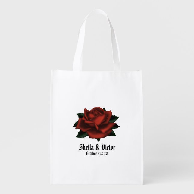 Red Rose Gothic Wedding Personal Grocery Bag (Front)