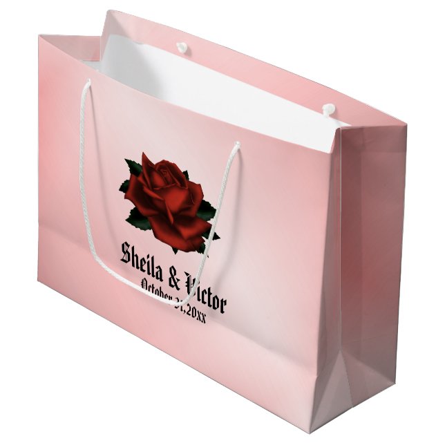 Red Rose Gothic Wedding Personal Large Gift Bag (Front Angled)