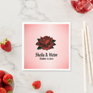 Red Rose Gothic Wedding Personal Napkins