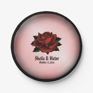 Red Rose Gothic Wedding Personal Paper Plates