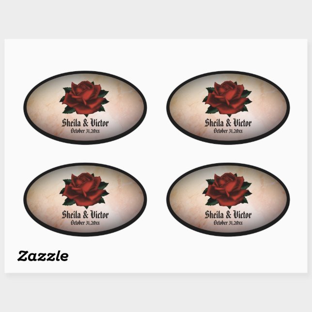Red Rose Gothic Wedding Personal peach  Stickers (Sheet)