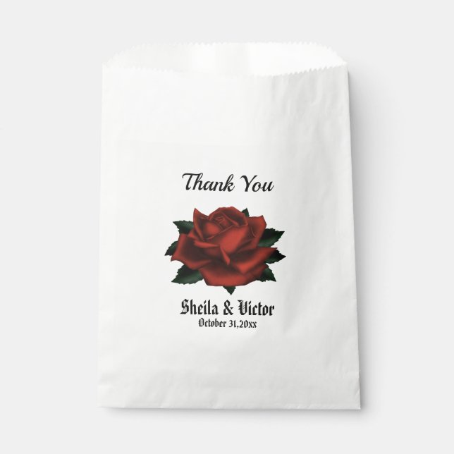 Red Rose Gothic Wedding Personal Thank You Favor Bag (Front)