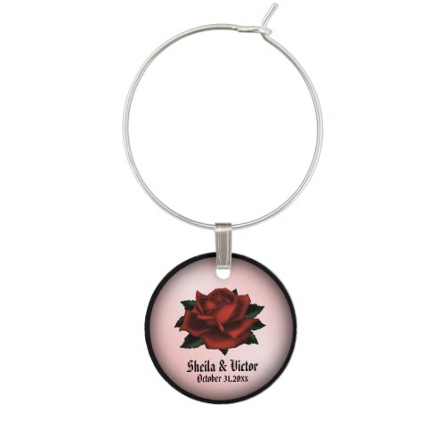 Red Rose Gothic Wedding Personal Wine Charm