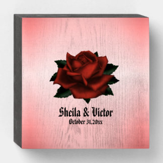 Red Rose Gothic Wedding Personal Wooden Box Sign