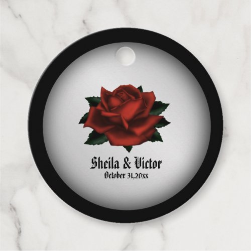 Red Rose Gothic Wedding Personalize Favor Tags