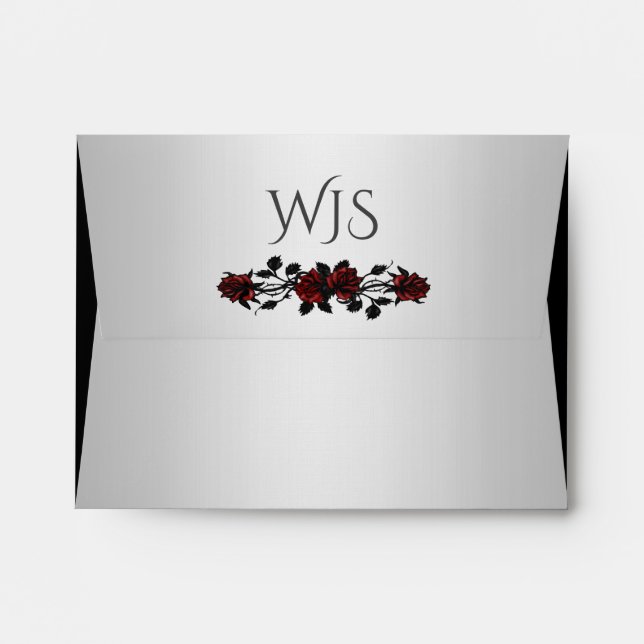 Red Rose Gothic Wedding  Personalized   Envelope (Back (Top Flap))