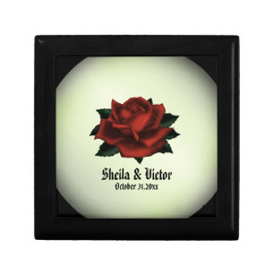 Red Rose Gothic Wedding  Personalized   Gift Box