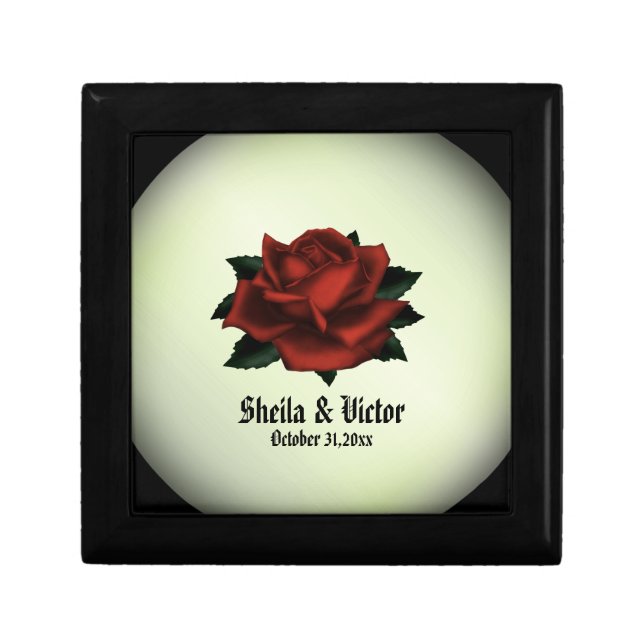 Red Rose Gothic Wedding  Personalized   Gift Box (Front)