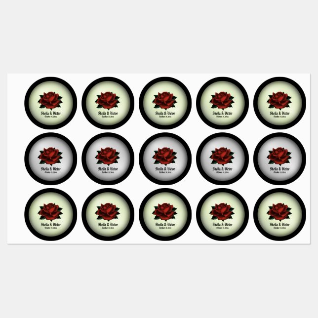 Red Rose Gothic Wedding  Personalized   Labels (Sheet)