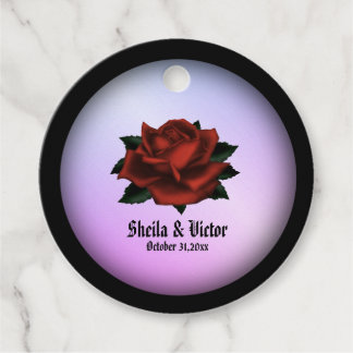 Red Rose Gothic Wedding Personalized Purple Favor Tags