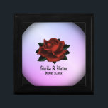 Red Rose Gothic Wedding Personalized Purple Gift Box<br><div class="desc">Beautiful deep red rose with names and date. This is part of a wedding suite called purple Gothic It is easy to coordinate everything for your wedding once you choose the right theme and color scheme. Pick a unique wedding theme design to make your special day perfect. Fancy House has...</div>