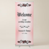 Red Rose Gothic Wedding Pink Welcome Retractable Banner