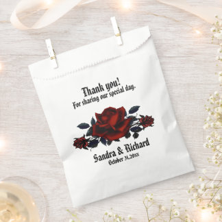 Red Rose Gothic Wedding White Personal   Favor Bag
