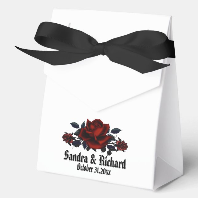 Red Rose Gothic Wedding White Personal   Favor Boxes (Front)