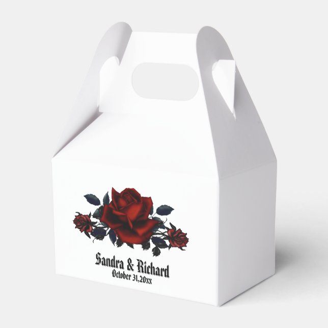 Red Rose Gothic Wedding White Personal   Favor Boxes (Front Side)