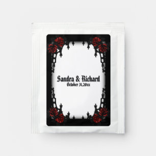Red Rose Gothic Wedding White Personal   Tea Bag Drink Mix