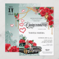 Red Rose Green Lowrider Mexicana Chola Quinceañera