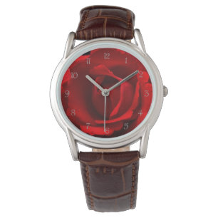 Red Rose Grey Script Numbers wacna Watch