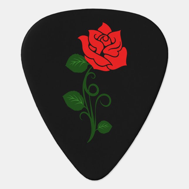 Red Rose Guitar Pick (Front)