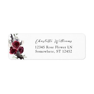 Red Rose Halloween Bats Return Address Label