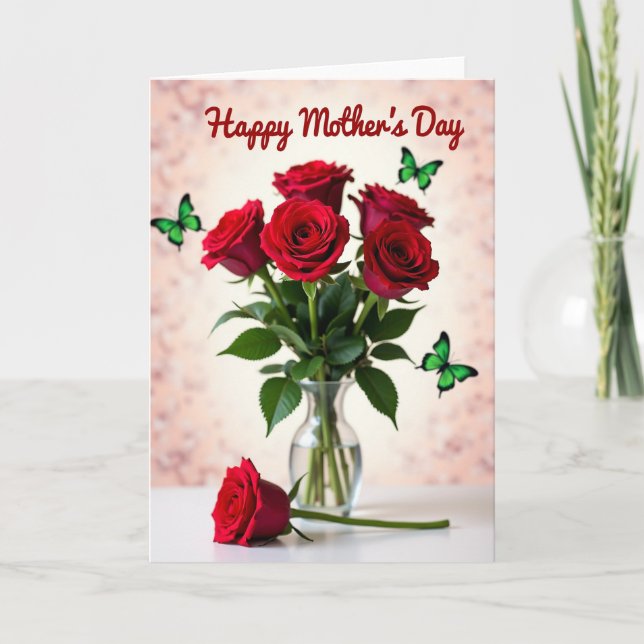 Red Rose Happy Mothers Day Card (Front)