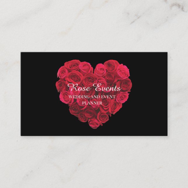 Red Rose Heart Business Card (Front)