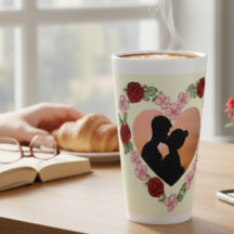 Red Rose Heart Couple Silhouette Large Latte Mug 