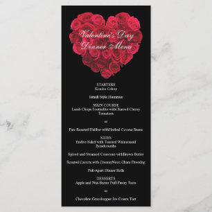 Red Rose Heart Engagement Party Valentines Day Menu