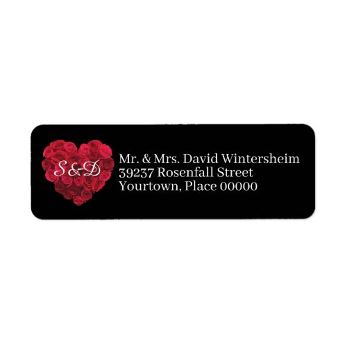 Red Rose Heart Engagement Party Valentines Label