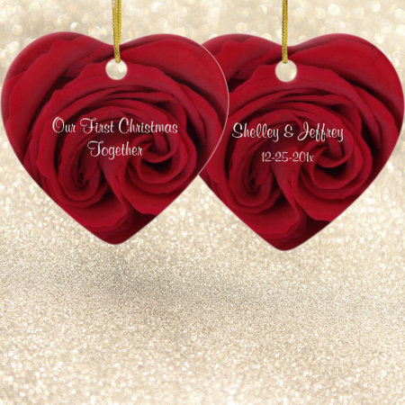 Red Rose Heart First Christmas Together Ornament