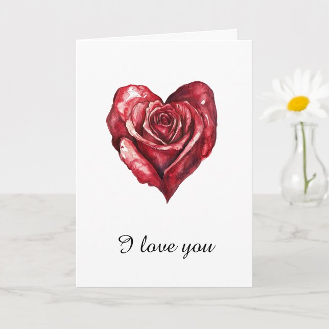 Red Rose Heart Love Card (Small Plant)