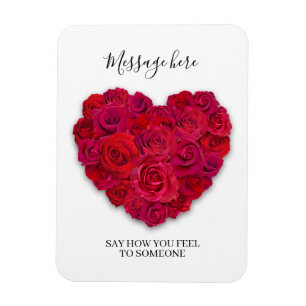 Red Rose Heart Minimalist Romantic Custom Text Magnet