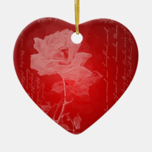 Red Rose Heart Ornament (Front)