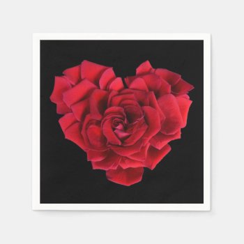 Red Rose Heart Paper Napkins by MissMatching at Zazzle