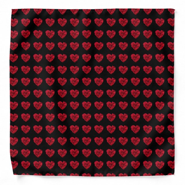 Red Rose Heart Pattern Bandana (Front)