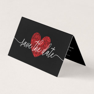 Red Rose Heart, Photo Save The Date Card