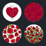Red Rose Heart Romantic Floral Custom Text Coaster Set<br><div class="desc">This minimalist design features a heart shape made from vibrant red roses, creating a clean and elegant floral symbol of love. You can add your own custom text, including a name or any personal message such as a school text, and send it back to us with your wording. Although this...</div>