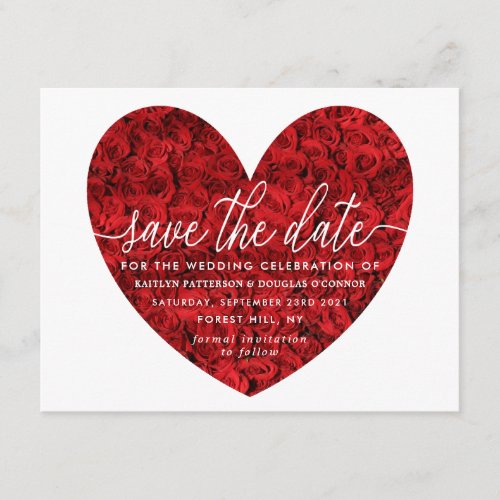 Red Rose Heart Save The Date Enclosure Card