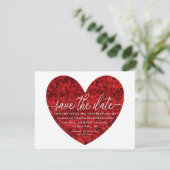 Red Rose Heart Save The Date Enclosure Card (Standing Front)