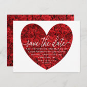 Red Rose Heart Save The Date Enclosure Card (Front/Back)