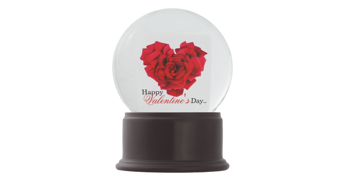 Red Rose Heart Shaped Love Snow Globe Zazzle Com
